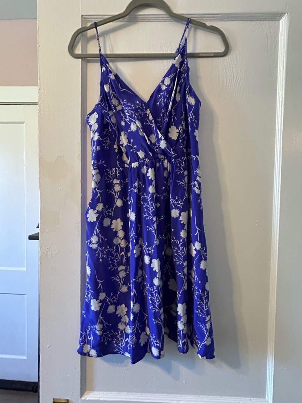 Yumi Kim Royal Blue Floral Spaghetti-Strap Mini Dress